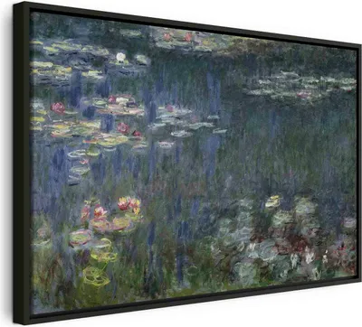 Produktbild von Italienischer Leinwand Leinwandbild - Waterlilies: Green Reflections (Claude Monet) 120x80 cm Reproduktionen l-E-12135-b-a
