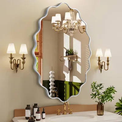 Image de Miroir mural ovale avec cadre en aluminium