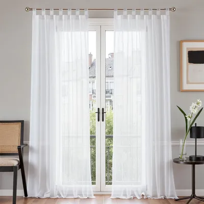 Obrázek produktu pro Bílé průsvitné závěsy, sada 2 kusů, vhodné do obývacího pokoje a ložnice, rozměry 140 x 245 cm