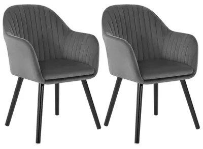 Obrázok produktu pre Sada dvoch jedálenských stoličiek – čalúnené zamatom – s podrúčkami – ergonomický dizajn