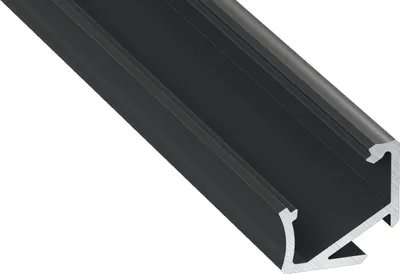 Immagine prodotto di Profilo LED in alluminio nero | tipo H | con tappo terminale e staffa di montaggio | copertura lattiginosa | 1m