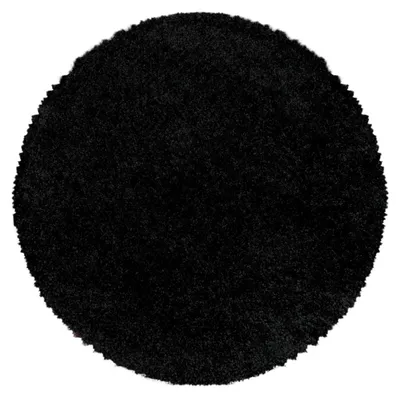 Produktbild von Hochflor Teppich Sima rund, Farbe: Schwarz, Größe:80 cm rund