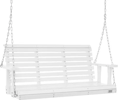 Produktbild von VEVOR Hollywoodschaukel Zedernholz, 1370x710x600mm, Terrassenschaukel für Hof und Garten, verbesserte Tragkraft von ca. 400 kg, robuste Schaukelstuhlbank mit Aufhängeketten für den Außenbereich, weiß