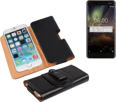 Produktbild von K-S-Trade Schütz-Hülle Handy-Hülle kompatibel mit Nokia 6.1 Holster Gürtel-Tasche Schutzhülle Handy-Tasche Smartphone Case Seitentasche schwarz