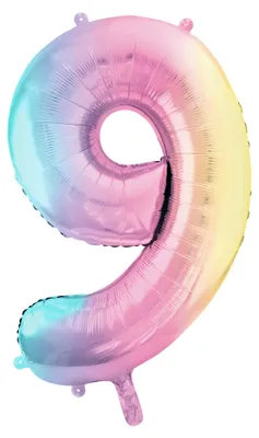 XXL Ballon in Form der Ziffer 9 für Helium oder Luft im pastelligen Farbverlauf