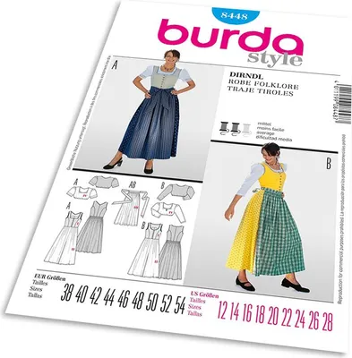 Obrázek produktu pro Střih Burda 8448 - Krojové šaty, krojová zástěrka, krojová halenka