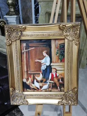 Image de Peinture à l'huile Peintures à l'huile Tableau peint à la main à l'huile avec cadre Art baroque Immédiatement