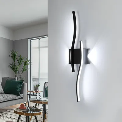 Immagine prodotto di Comely, lampada da parete a LED, interni, 20W, 2250LM, lineare, colore nero, 6500K – Nero - 6500K (bianco freddo)