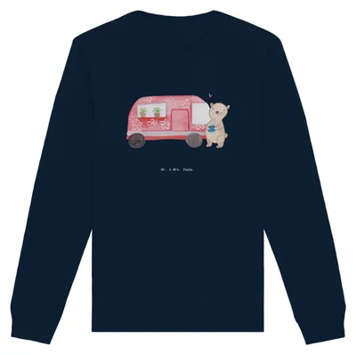 Produktbild von Mr. & Mrs. Panda Baumwoll Pullover Bär Camper Größe S - French Navy - Geschenk, Sweatshirt, Sweater, Pulli, Zelten, Campen, Wohnmobil, Campingplatz, Urlaub