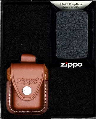Produktbild von Feuerzeug-Set ZIPPO BLACK CRACKLE REPLICA Geschenk No2