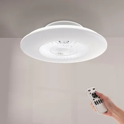 Obrázek produktu pro Stropní ventilátor M s LED osvětlením a dálkovým ovládáním, nízká spotřeba energie, AC motor, 3 rychlosti, 5 lopatek, s možností ovládání přes aplikaci
