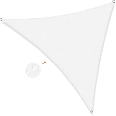 Productafbeelding van Famanu zonnescherm, driehoekig, 5 x 5 x 5 meter - waterdicht, UV-bescherming, geschikt voor balkon en tuin, wit