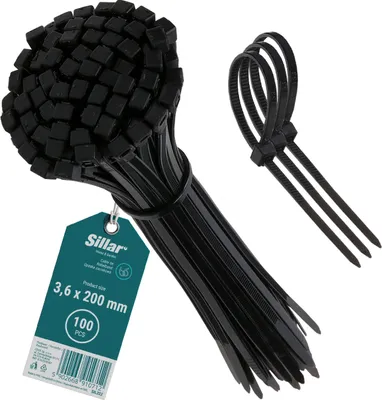 Produktbild von Kabelbinder 200mm x 3,6mm Farbe Schwarz Dunkelbraun 100 Stück von Sillar