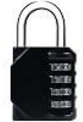 Image de Cadenas à combinaison à 4 chiffres, réinitialisable, pour casier, boîte à outils, armoire, couleur noire