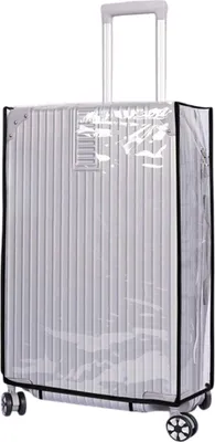 Image de Protège-Valise En Pvc, Housse De Valise Transparente Avec Bandes Magique, Housse De Valise Imperméable, Anti-Poussière Et Anti-Rayures Noir 22 pouces