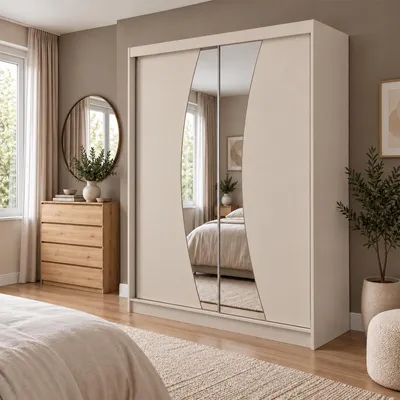 Produktbild von KSHOMECONCEPT Kleiderschrank Nox 200 cm Kaschmir, Spiegel