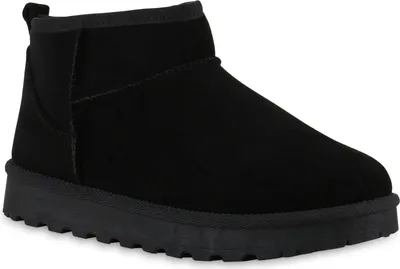Produktbild von VAN HILL Damen Warm Gefüttert Winter Boots Stiefeletten Profil-Sohle Schuhe 841491, Farbe: Schwarz, Größe: 40