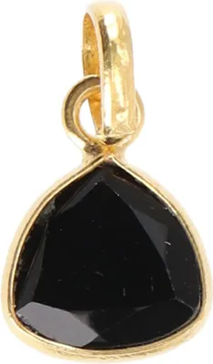 Produktbild von Vergoldeter Anhänger mit Geschliffenem Halbedelstein - Onyx, Schwarz, SterlingSilber, 1*1*0,5 cm, Anhänger & Amulette aus Silber