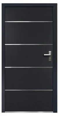 Produktbild von Eingangstür aus Stahl, massiv und Edelstahl H208,5 x B105 cm anthrazit - Stärke 90 mm - Türanschlag links NAXARA