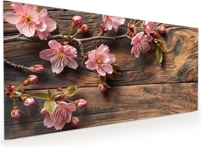 Produktbild von Küchenrückwand Spritzschutz Glas mit Motiv Holzblüten 40 x 40 cm