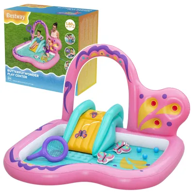 Image de Aire De Jeux Aquatique Avec Toboggan Papillon Rose Accessoires Bestway 53175
