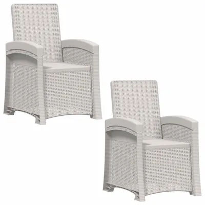 Image de vidaXL Fauteuil de jardin, style rotin, 2 pièces, blanc, en polypropylène (PP)