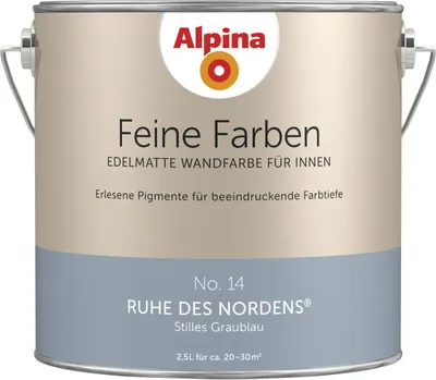 Produktbild von Alpina Feine Farben Wandfarbe No. 14 Ruhe des Nordens - stilles graublau 2,5 L