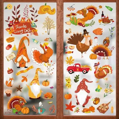 Produktbild von Herbstdekorationen für Fenster, Fensterbilder, Herbst, Fenstersticker, Herbstdekorationen, Fensterbilder für Kinder, Fenstersticker Herbstdekorationen für das Thanksgiving-Fest, Herbstzeit
