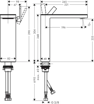 Productafbeelding van AXOR 47022000 Wastafelmengkraan 230 Axor MyEdition
