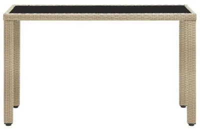 Image de Table de jardin en polyrotin avec plateau en verre, dimensions : 123 x 60 x 74 cm