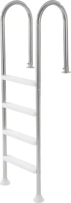 Produktbild von 4-stufige Edelstahl-Poolleiter mit 2 Handläufen für 54-Zoll-Pools mit Terrassendeck