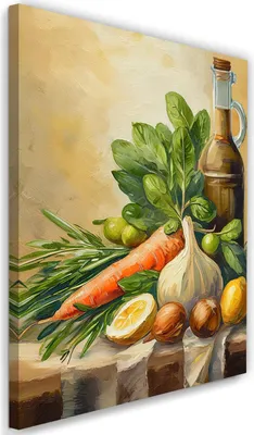 Produktbild von Leinwandbild Obst Gemüse Lebensmittel 40x60 Feeby Beige bild für die wand bereit zum aufhängen