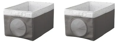 Produktbild von IKEA LEN Aufbewahrungsbox Grau Punkte 2 Stück 25x37x22 cm