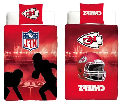 Produktbild von NFL Kansas City Chiefs Bettwäsche 135 x 200 cm + 80 x 80 cm aus 100% Baumwolle in Renforcé-Linon-Qualität mit Reißverschluss