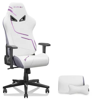 Produktbild von KORNOX Gaming-Stuhl Stoff, hohe Rückenlehne, höhenverstellbar, Kopf- & Lendenstütze-White+Purple