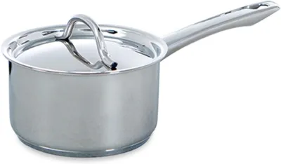 Obrázek produktu pro Nerezový hrnec, průměr 14 cm, vhodný pro indukční vařiče, s skleněnou poklicí, do kuchyně