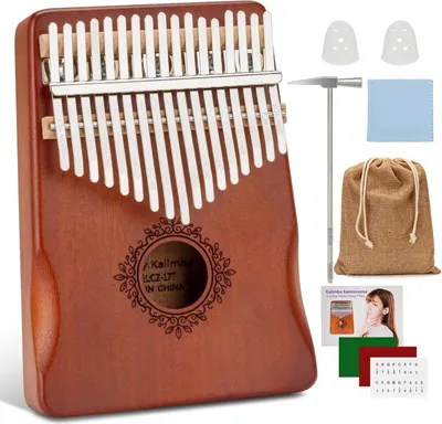 Produktbild von Schlagzeug Kalimba 17 Schlüssel, Daumenklavier inkl. Stimmhammer & Lernwerkzeuge