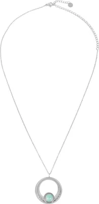 Produktbild von styleBREAKER Damen Edelstahl Kette mit rundem Amulett Anhänger und türkisem Naturstein, Halskette, Ankerkette 05030069