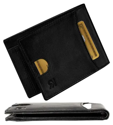 Produktbild von Leder Geldbörse Herren Echtleder Geldbeute, Slim Wallet mit Münzfach RFID Schutz, Portemonnaie fur Karten & Munzen, 9 Kartenfächer für Männer Brieftasche Wallet Portmonee（Kein Clip,Schwarz）