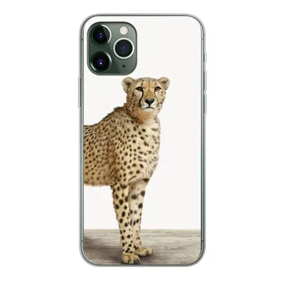 Produktbild von MuchoWow® Handyhülle Schutzhülle Hülle für iPhone 11 Pro Leopard - Tiere - Weißer Hintergrund - Kinder - Jungen - Mädchen Silikon Softcase Handy Hülle - Handy