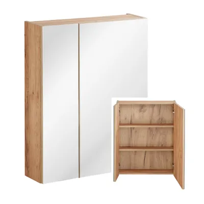 Produktbild von Badezimmer Spiegelschrank 60cm TOSKANA-56 in Wotaneiche B/H/T ca. 60/75/16cm