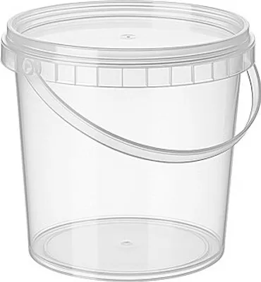 Produktbild von Kunststoffeimer transparent durchsichtig mit Deckel 2,3 Liter - lebensmittelecht, stabil, luftdicht - Plastikeimer mit Henkel - leer - 1 Stück