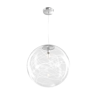Immagine prodotto di Sospensione Contemporanea Moon Metallo Cromo Vetro Bianco 1 Luce E27 D.40Cm