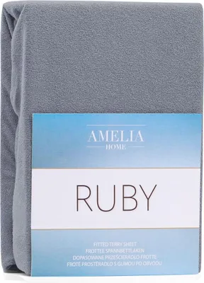Zdjęcie produktu dla Prześcieradło Frotte Rubin z gumką ciemnoszare 160x200 +30 cm AmeliaHome