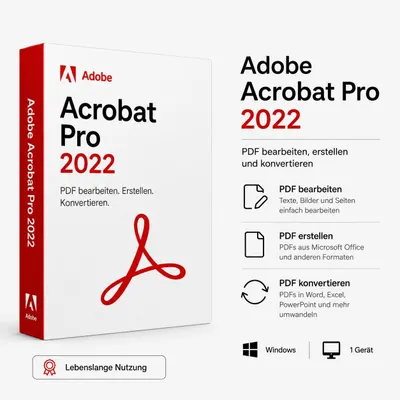 Produktbild von Adobe Acrobat Pro 2022 | PDF-Editor | Lebenslange Nutzung | 1 Gerät | Windows | SOFORT LIEFERUNG PER MAIL!