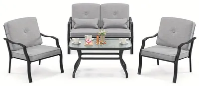 Immagine prodotto di Mobili da giardino - Set lounge - Divano per set lounge - Tavolo e sedie da giardino - Set per balcone - Con cuscini imbottiti