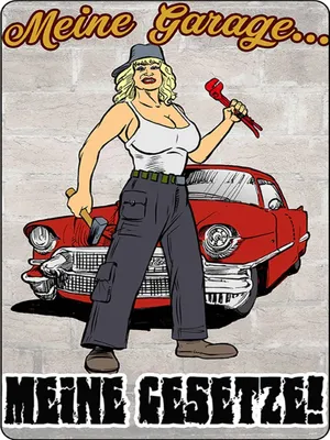 Produktbild von vianmo Holzschild 40x30 cm Pinup Meine Garage meine Gesetze
