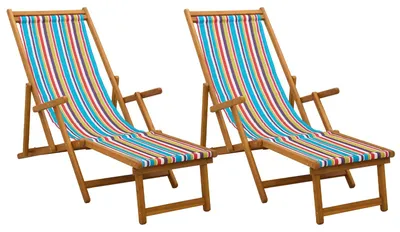 Produktbild von vidaXL Klappbare Sonnenliege 2 pcs 3 Position Massives Eukalyptus Holz