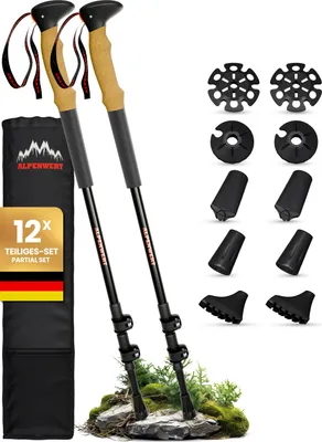 Produktbild von Wanderstöcke Teleskop Trekkingstöcke Walking Stöcke für Damen und Herren Trekkingstöcke mit Korkgriff zum Wandern, Nordic Walking und Skitour