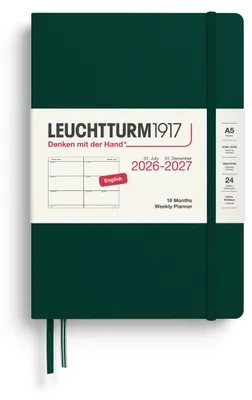 Produktbild von LEUCHTTURM1917 Wochenkalender 2027 Medium (A5) - Englisch, Forest Green, Hardcov